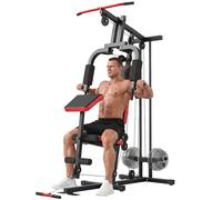 SPORTNOW Multiestación Musculación, Máquina de Musculación con Polea Alta y Baja, Prensa de Pecho, Curl de Piernas y Bíceps, Mariposa, Compatible con Discos 25 y 50 mm Carga 120 kg para Gimnasio Casa