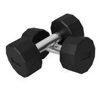 SPORTNOW Pack de 2 Mancuernas Dodecagonales de 2x8 kg de Metal Recubiertas de Goma para Entrenamiento en Casa Gimnasio Negro Aosom España