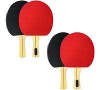 SPORTNOW Palas de Ping Pong con 4 Raquetas 8 Pelotas y Estuche de Transporte para Principiantes Expertos Rojo