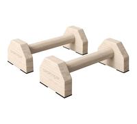 SPORTNOW Paralelas Calistenia de Madera Barras Paralelas con Alfombra Antideslizante para Entrenamiento en Gimnasio Hogar 30x13x10 cm Natural