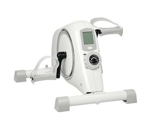 SPORTNOW Pedales Estáticos Mini Bicicleta Estática con Resistencia Magnética de 8 Niveles, Pantalla LCD y Pedales Antideslizantes Pedaleador para Ejercitar Brazos y Piernas en Casa u Oficina Blanco