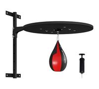 SPORTNOW Pelota de boxeo de pared, bolsa de velocidad giratoria a 360° y ajustable a 7 niveles de altura, pelota de boxeo con bomba incluida, para casa, gimnasio, entrenamiento, negro y rojo
