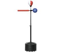 SPORTNOW Pera de Boxeo de Pie Bola de Velocidad y Barra Giratoria Altura Ajustable y Base Rellenable 80,5x48x163-205cm Negro Rojo