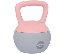 SPORTNOW Pesa Rusa 10 kg Kettlebell Relleno de Arena Metálica Mango Antideslizante para Entrenar en Casa 21x21x30cm Rosa y Gris