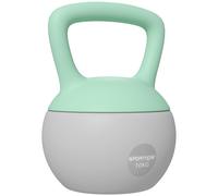 SPORTNOW Pesa Rusa 10 kg Kettlebell Relleno de Arena Metálica Mango Antideslizante para Entrenar en Casa 21x21x30cm Verde y Gris