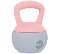SPORTNOW Pesa Rusa 12 kg Kettlebell Relleno de Arena Metálica Mango Antideslizante para Entreno en Casa 21x21x30 cm Rosa y Gris