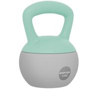 SPORTNOW Pesa Rusa 12 kg Kettlebell Relleno de Arena Metálica Mango Antideslizante para Entreno en Casa 21x21x30 cm Verde y Gris