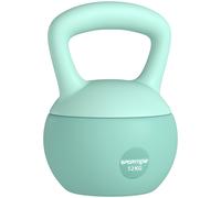 SPORTNOW Pesa Rusa 12 kg Kettlebell Relleno de Arena Metálica Mango Antideslizante para Entreno en Casa 21x21x30 cm Verde