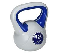 SPORTNOW Pesa Rusa 12 kg, Kettlebell Revestimiento de PU y Relleno de Arena, Mango Ancho, para Entrenamiento Culturismo, en Casa, Gimnasio, Azul Oscuro y Gris