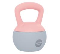 Sportnow pesa rusa 12 kg, soft kettlebell relleno de arena metálica y mango antideslizante, para entrenamiento culturismo en casa, gimnasio, rosa palo y gris 21 cm