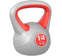SPORTNOW Pesa Rusa 14 kg, Kettlebell Revestimiento de PU y Relleno de Arena, Mango Ancho, para Entrenamiento Culturismo, en Casa, Gimnasio, Rojo y Gris