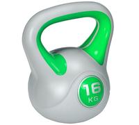 SPORTNOW Pesa Rusa 16 kg, Kettlebell Revestimiento de PU y Relleno de Arena, Mango Ancho, para Entrenamiento Culturismo, en Casa, Gimnasio, Verde y Gris