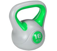 SPORTNOW Pesa Rusa 16 kg Kettlebell Revestimiento de PU y Relleno de Arena para Entrenamiento de Fuerza 26x18x32 cm Verde y Gris