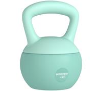 SPORTNOW Pesa Rusa 4 kg Kettlebell Relleno de Arena Metálica y Mango Antideslizante para Entrenamiento en Casa 19x15x25 cm Verde