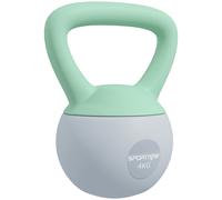 SPORTNOW Pesa Rusa 4 kg Kettlebell Relleno de Arena Metálica y Mango Antideslizante para Entreno en Casa 19x15x25 cm Verde y Gris