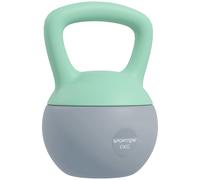 SPORTNOW Pesa Rusa 6 kg Kettlebell Relleno de Arena Metálica y Mango Antideslizante para Entreno en Casa 19x19x28 cm Verde y Gris