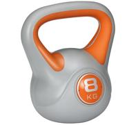 SPORTNOW Kettlebell 8 kg con Revestimiento de PU y Arena para Ejercicios de Fuerza 20x14x24 cm Naranja y Gris Aosom España