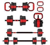SPORTNOW Pesas ajustables 6 en 1 20kg Rojo para hombres y mujeres | Utilizado como kettlebell, barra, mancuerna, soporte de flexiones, pesas libres, entrenamiento en casa