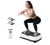 SPORTNOW Plataforma Vibratoria, 50 Velocidades 3 Programas, Plataforma Vibración Muscular con Pantalla LED, Mando a Distancia, Bandas Elásticas, para Entrenamiento Corporal Completo, Ejercicio en Casa