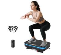 SPORTNOW Plataforma Vibratoria, 99 Velocidades, 3 Programas, Plataforma Vibración Muscular con Altavoz Bluetooth, Pantalla LED, Luces, Mando a Distancia, Bandas Elásticas, para Hacer Ejercicio en Casa