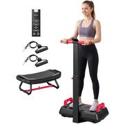 SPORTNOW Plataforma vibratoria con Asiento, 99 velocidades | 3 programas, silencioso, bandas de resistencia, reposabrazos ajustables y extraíbles, asas de flexiones, LED, uso doméstico