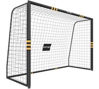 SPORTNOW Portería de Fútbol para Jardín 300x120x200 cm con Red Estructura Metálica y Acolchada EPE Negro y Amarillo Aosom España