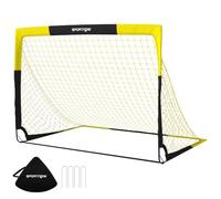 SPORTNOW Portería de Fútbol Pop-Up Plegable, Portería de Fútbol para Jardín con Red, Bolsa de Transporte, 4 Piquetas en U y Varillas de Fibra Vidrio, para Interior y Exterior, 150x110x110 cm, Amarillo