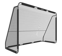 Sportnow portería de fútbol, portería de fútbol para jardín con red de poliéster resistente, piquetas para suelo y estructura metálica, montaje fácil, para interior y exterior, 300x120x200 cm, negro