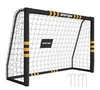 SPORTNOW Portería fútbol 6 x 4ft Red fútbol portátil con estacas Tierra | Espuma EPE gruesa, fundas tubo PVC, marco metálico, equipo entrenamiento, juego jardín interior exterior, montaje fácil