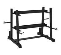 SPORTNOW Rack mancuernas 3 niveles,4 varillas para kettlebell y placas | Soporte de pesas versátil, solo rack