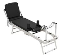 SPORTNOW Reformer de Pilates Tabla de Pilates plegable con 2 bandas de resistencia barra de pies ajustable sistema de poleas Blanco