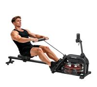 SPORTNOW Remo de agua, remo para musculación en casa depósito ajustable 6-11L pantalla LCD soporte para tablet 170x46x77cm negro Aosom España