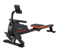 SPORTNOW Remo Magnético Dispositivo de Musculación Bluetooth Conectado Kinomap & Zwift 16 Niveles de Resistencia 135x42x72cm Rojo