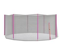 SPORTNOW Rete di Protezione per Trampolini Elastici a 8 Pali con Ingresso con Cerniera, Rete Protettiva per Trampolini in PE, Ø366x180 cm, Nero e Rosa