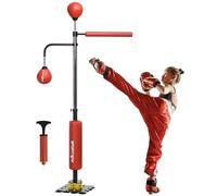 SPORTNOW Saco de boxeo inflable de 140 a 205 cm con reacción Bar Challenge, equipo de entrenamiento de saco de boxeo independiente, con ventosas, saco de boxeo de velocidad, equipo MMA, rojo