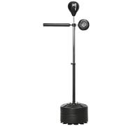 SPORTNOW Saco de Velocidad autoportante Ajustable Altura Adultos Negro | Saco boxeo con soporte, barra reflejos, almohadilla, base ventosa, para jóvenes