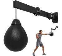 SPORTNOW Saco de Velocidad de Pared, Ajustable en Altura, Boxeo Negro | Bomba de aire manual y llaves, equipo pesado para gimnasio en casa, antiestrés, regalo para hombres mujeres