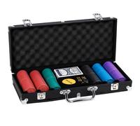 SPORTNOW Set 300 Fichas de Póker Texas Hold’em con valores, tapete, maletín, negro