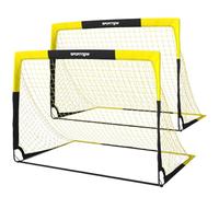 SPORTNOW Set de 2 porterías de fútbol Pop-up, 150 x 110 x 110 cm, Red Plegable portátil con Bolsa de Transporte, 4 piquetas en U y Varillas de Fibra de Vidrio, para Interior y Exterior