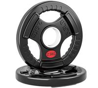 SPORTNOW Set de Discos 2x2.5 kg con Orificio de 5 cm y 3 Agarres, Acero con Revestimiento de Plástico, Negro