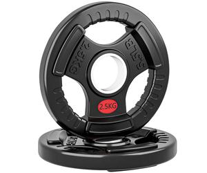 SPORTNOW Set de Discos 2x2.5 kg con Orificio de 5 cm y 3 Agarres, Acero con Revestimiento de Plástico, Negro Aosom España