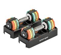 SPORTNOW Set de mancuernas ajustable, 1-5 kg con ajuste rápido, bandeja de almacenamiento, agarre antideslizante, que ahorra espacio Aosom España