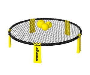 SPORTNOW Set de mini-voleibol al aire libre con red, 3 pelotas y bomba, portátil con bolso de transporte amarillo