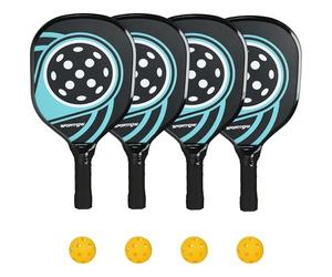 SPORTNOW Set de Palas de Pickleball, 4 Palas, 4 Pelotas, Bolsa de Transporte, para Interior y Exterior, Adolescentes y Adultos