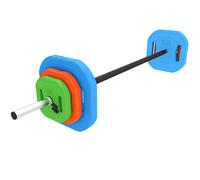SPORTNOW Set de Pesas Ajustables con Barra de Acero de 140 cm 6 Discos de 5kg 2,5kg 1,5kg 2 Clips para Casa Gimnasio