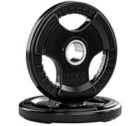 SPORTNOW Set Discos Gimnasio Olímpicos 2x10 kg Agujero Ø50 mm 3 Asas Ergonómicas Negro Aosom España