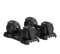 SPORTNOW Set Mancuernas Ajustables 5 en 1 Quick-Dial 11 kg Negro