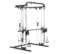 SPORTNOW Smith Machine Multiestación de Musculación Máquina Multifunción de Musculación con Soporte para Sentadillas y Barra para Pesas para Entrenamiento Fitness en Hogar Negro