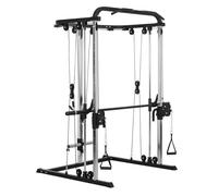 SPORTNOW Smith Machine Multiestación de Musculación Máquina Multifunción de Musculación con Soporte para Sentadillas y Barra para Pesas para Entrenamiento Fitness en Hogar Negro