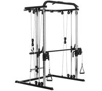 SPORTNOW Smith Machine Multipower Multifunción Fitness Negro | Multiestación de Musculación, Soporte para Sentadillas, Barra para Pesas, Entrenamiento en Hogar